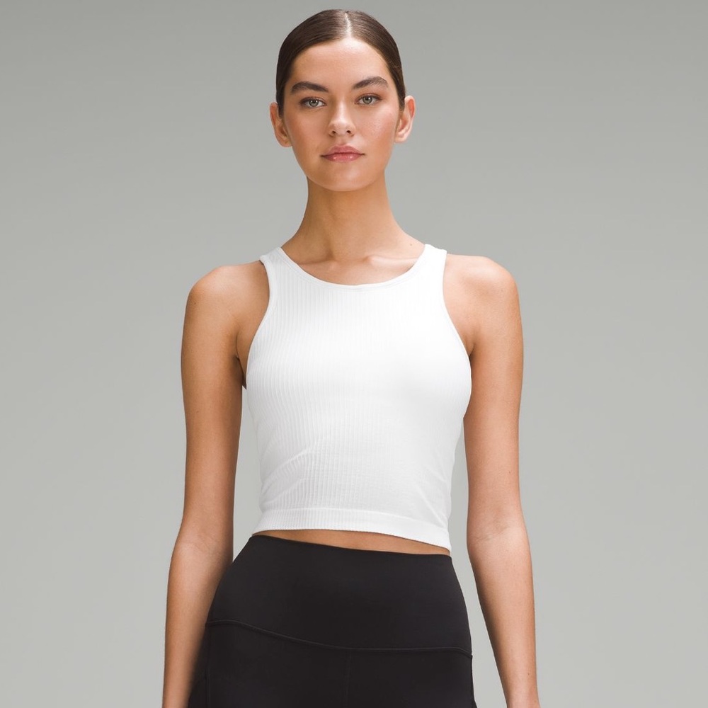 White Lululemon Ebb to Street Cropped Racerback Tank Top. Size 4. Worn ONCE!!!